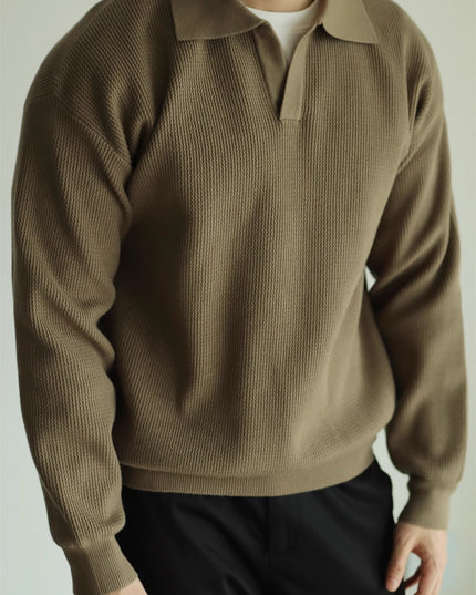 V-neck Sweater Pullover Sweater Lapel Heavy Warm