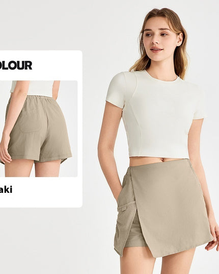 Fake Two-piece Sports Shorts Women's Outer Wear Slimming Anti-emptied Outdoor Mountaineering Front Skirt Rear Pants