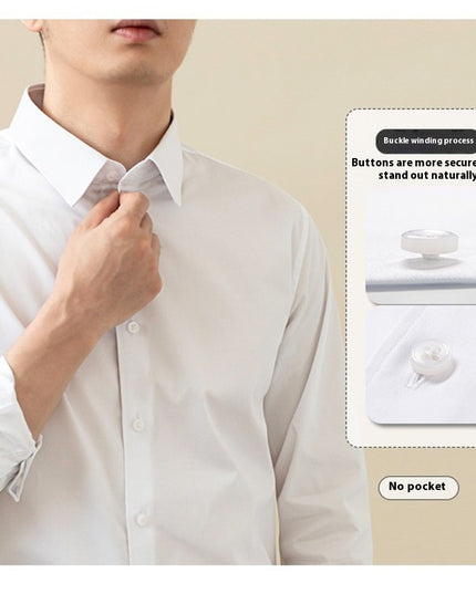 Long Sleeve White Shirt Men's Solid Color Stretch Slim-fitting Iron-free Anti-wrinkle Business Casual Men's Business Wear