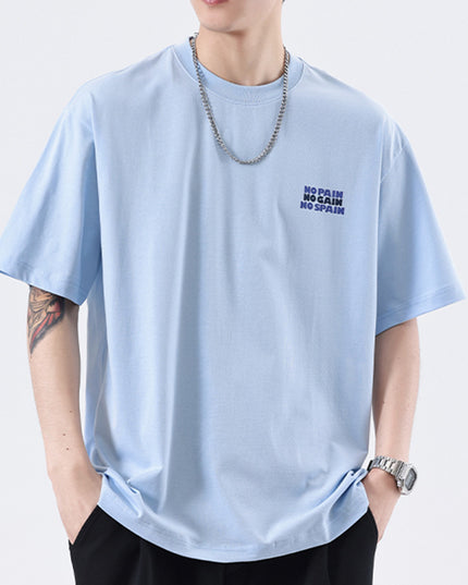 Summer Simplicity Cotton Letter Print Short-sleeve T-shirt Men
