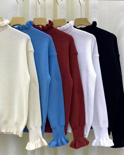 Red Wooden Ear Half Turtleneck High-grade Sweater Sweater