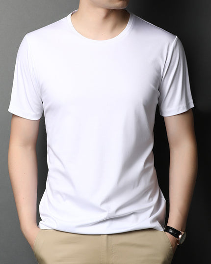 Men's Mercerized Cotton Loose Solid Color Short Sleeves