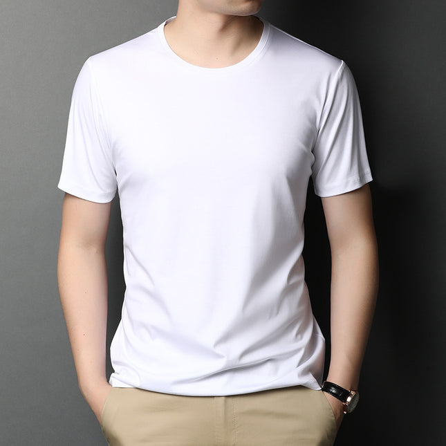 Men's Mercerized Cotton Loose Solid Color Short Sleeves