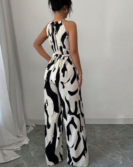 Women's Fashion Zebra Print Suspender Jumpsuit