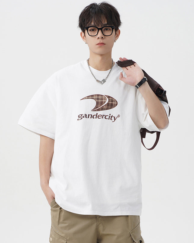 Retro Contrast Color Check Printed T-shirt For Men