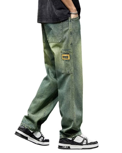 Vintage Jeans Men's High Street All-matching Straight Pants