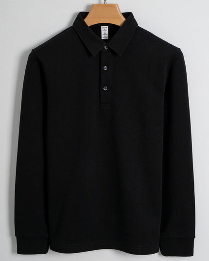 Fleece-lined Thickened Cotton Stretch Keep Warm Polo Shirt Men
