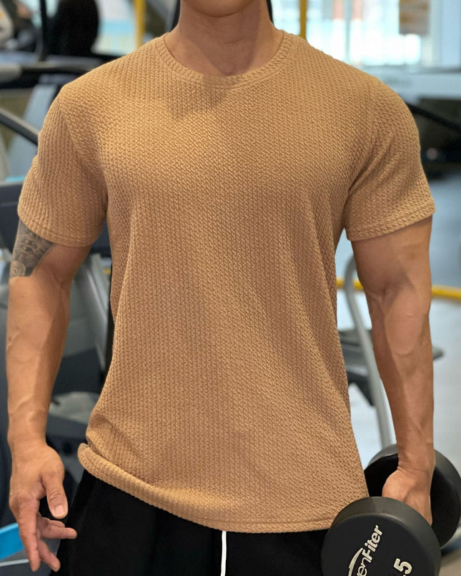 Men's Solid Color American Round Neck Short-sleeved Sports T-shirt