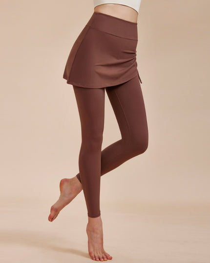 Short Skirt Design Yoga Pants Fake Two-piece Anti-exposure Butt-covering Seamless High-waisted Leggings For Dance Sports Fitness Pants