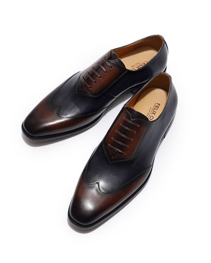 Leather Shoes Men's Wingtip Color Matching Oxford Toe Layer Cowhide
