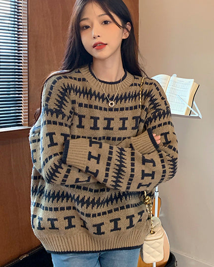 Women's Sweater Retro Lazy Style Trendy Anti-aging Slimming Temperament