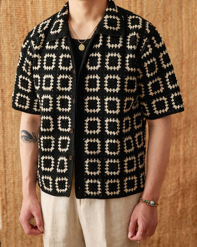 Knitted Sweater Seamless Weaving Short Width Casual Short Sleeve Cardigan Shirt