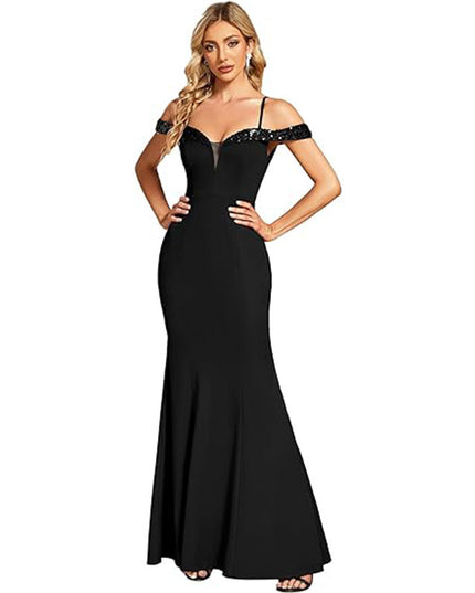 Women's Clothing Off-neck Sling Evening Long Dress