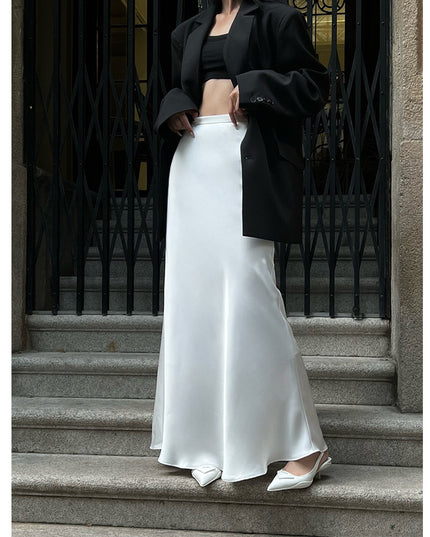 Women's Solid Color Acetate Satin Design Skirt