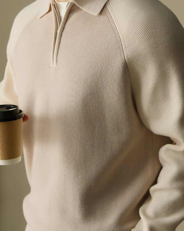 American Casual Half-height Zip Polo Sweater
