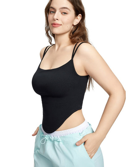 European And American Rib Plus Size Yoga Straps Outer Wear Plus-sized Chest Pad Fake Two Pieces Sexy Beauty Back Fat Sister Slimming Top