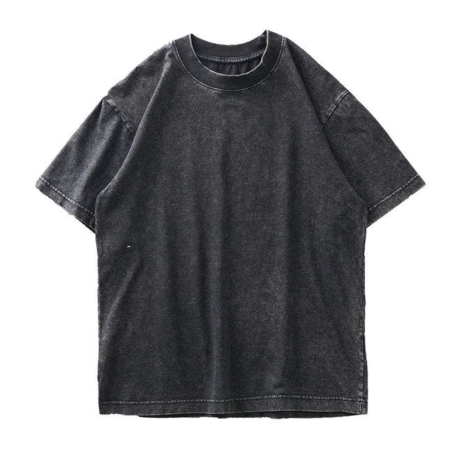 Washed And Worn Heavy Cotton T-shirt Men's Short Sleeve
