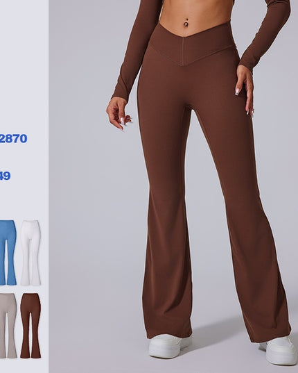 Brushed Flared V-waist Sports Tight Trousers