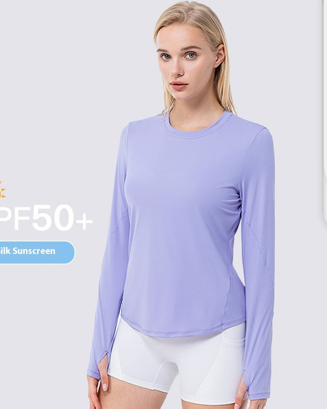 Women's Ice Silk Sun Protection Sports Long Sleeve Running Fitness
