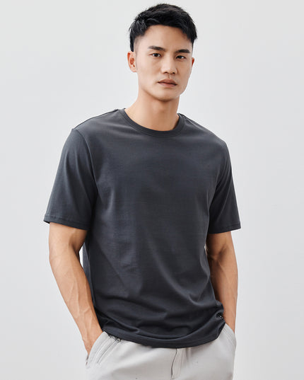 Heavy Cotton Men's Short Sleeve T-shirt American Casual Solid Color Crewneck