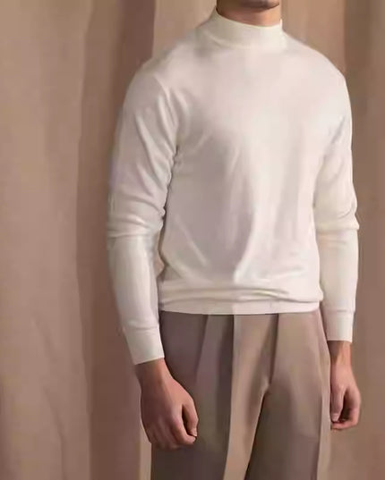Soft Glutinous Skin-friendly Wool Mock Neck Sweater Gentleman