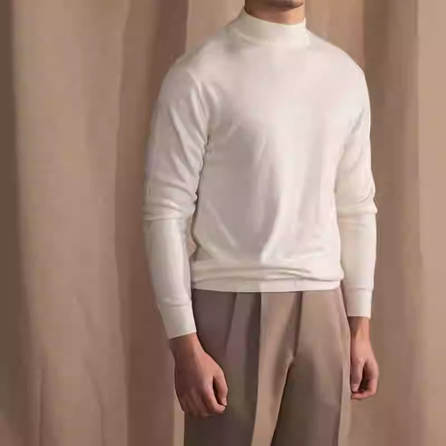Soft Glutinous Skin-friendly Wool Mock Neck Sweater Gentleman