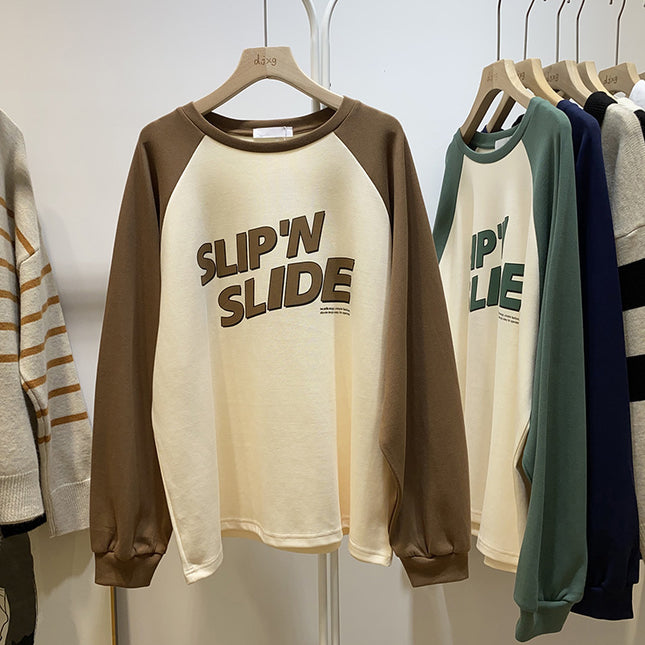 Slimming Long Sleeve All-match Raglan Top