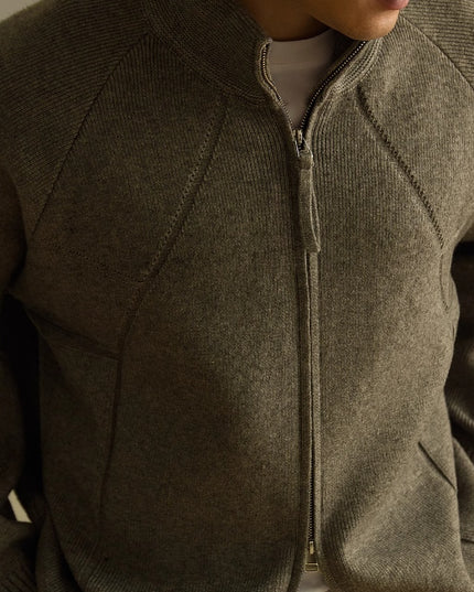 Half Turtleneck Thickened Knitting Coat Zipper Cardigan