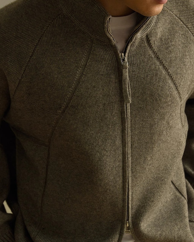 Half Turtleneck Thickened Knitting Coat Zipper Cardigan