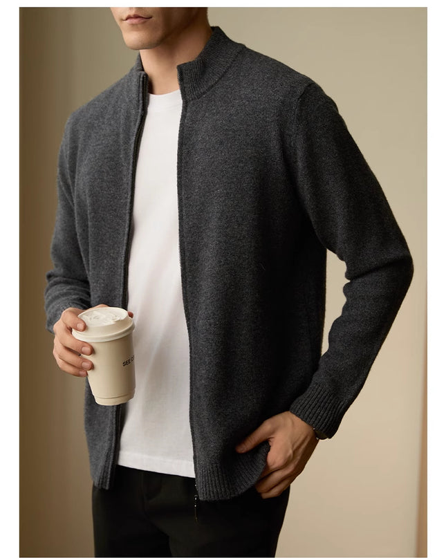 Men's Zipper Stand-up Collar Cardigan Coat