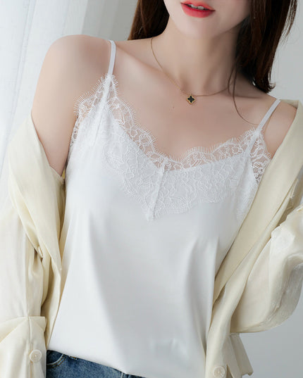 Eyelash Lace Camisole Women's Silk Satin Top