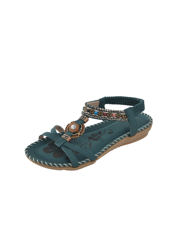 Stylish Beach Flat Handmade Beaded Rhinestone Sandals