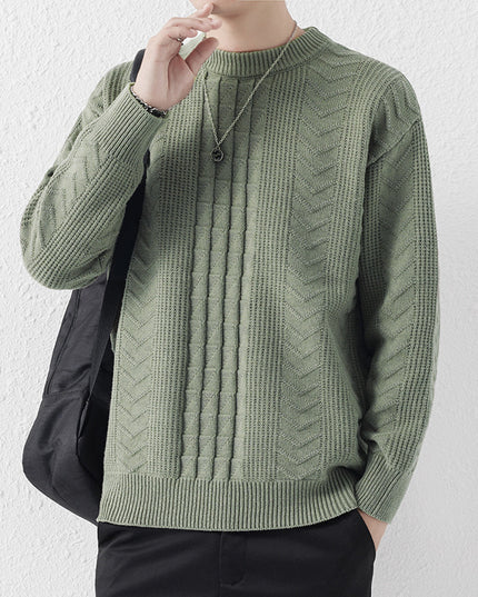 New Men's Round Neck Knitted Sweater