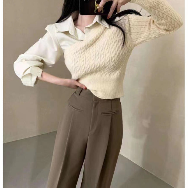 New Korean Style Stitching Temperament Top