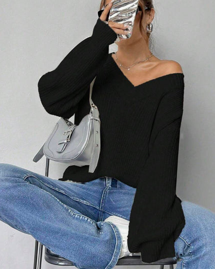 Fashion Casual Women's Loose V-neck Sweater