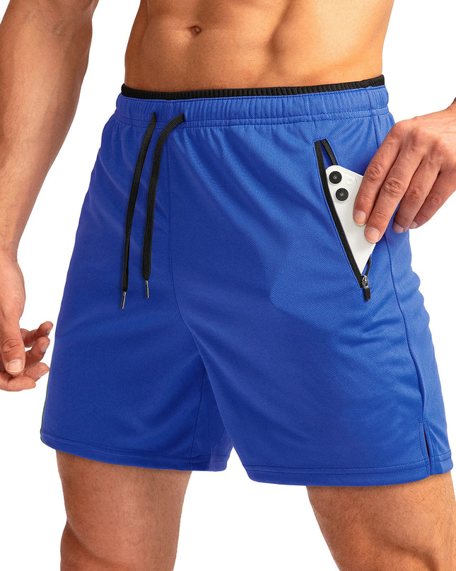 Men's Running Short Belt Zipper Pocket Quick-drying Gym Exercise Lightweight