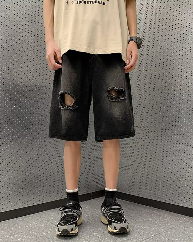 Straight Ruoshuai Casual Five-point Denim Men's Shorts