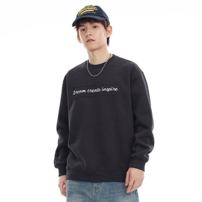 Three-dimensional Steel Printed Round Neck Loose All-match Casual Pullover Sweater