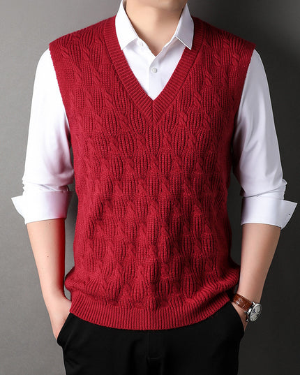 Woolen Vest Men's Twisted Loose Middle-aged Knitted Dad Vest Base Sleeveless Shirt Wholesale