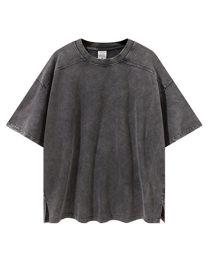 Pure Color Split Small Sweater Fabric Short-sleeved T-shirt