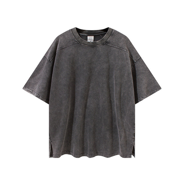 Pure Color Split Small Sweater Fabric Short-sleeved T-shirt