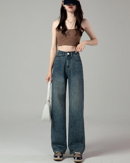High Waist Retro Straight Jeans For Women Autumn