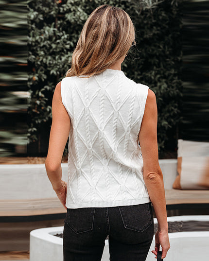 Solid Color Thread Round Neck Sleeveless Top