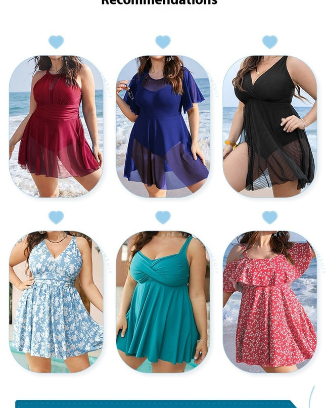 Women's Round Neck Lace One-piece Swimsuit