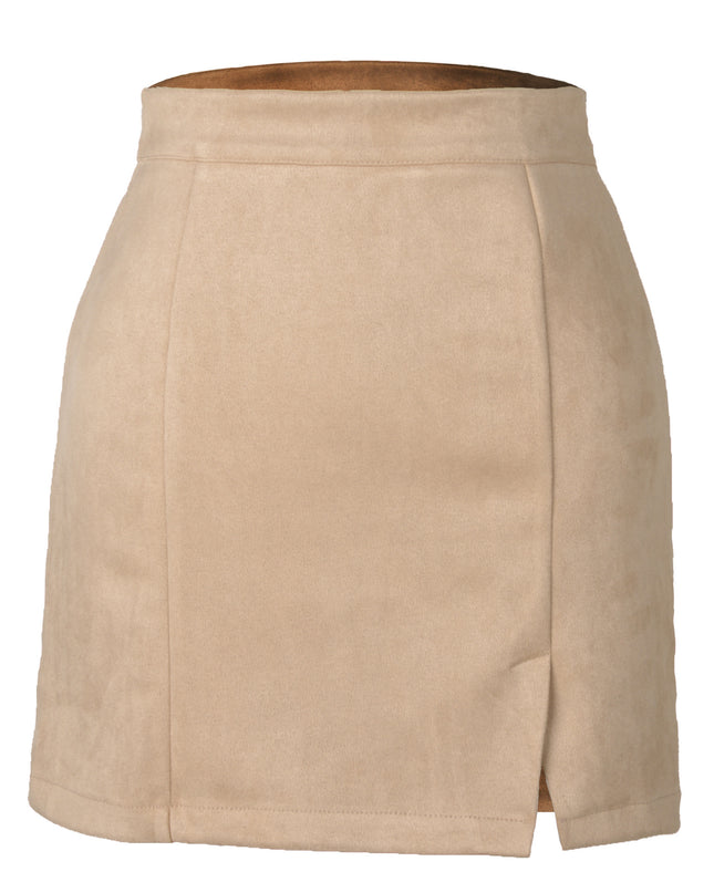 Autumn And Winter Suede A- Line Korean Style High Waist Fashion Sexy Skirt
