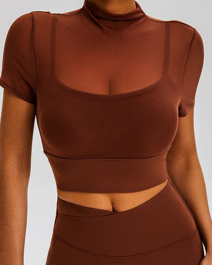 With Chest Pad One-piece Cup Temperament Sexy Sports Turtleneck Grenadine