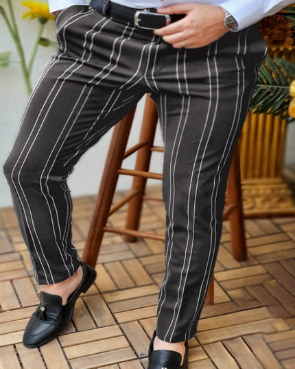 Spring And Autumn Slim Fit Men's Business Casual Pants Long Pants 3D Plaid