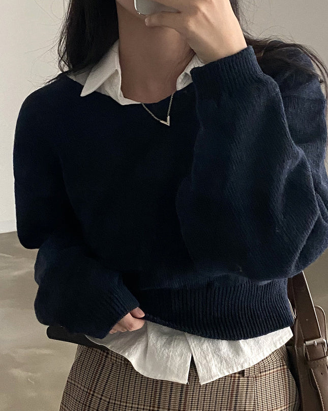 All-matching V-neck Pullover Sweater Long Sleeve Thermal Sweater