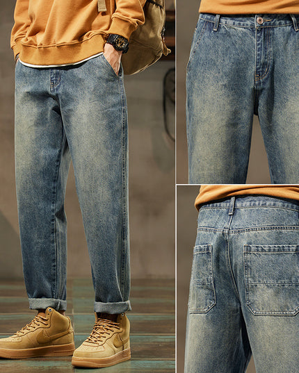 Retro Denim Pants Men's Straight Loose