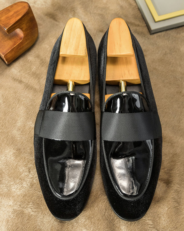 Velvet Patent Leather Korean Loafers Business Casual Leather Shoes